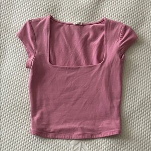 Garage Pink Square Neck Crop Top